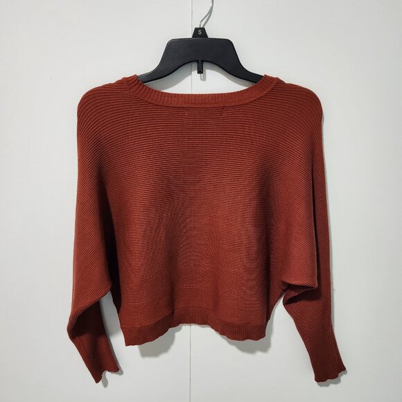 Forever 21 Rust Orange Long Sleeve Cropped Ribbed Pullover Sweater - Small - Picture 6 of 6